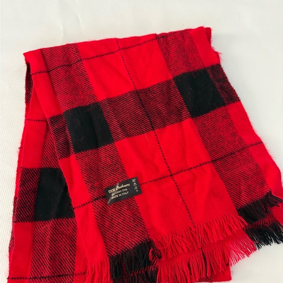 Accessories - Red and Black Cashmere Plaid Scarf